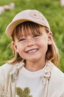 Zdjęcie produktu Mayoral czapka z daszkiem bawełniana dziecięca kolor beżowy z aplikacją
