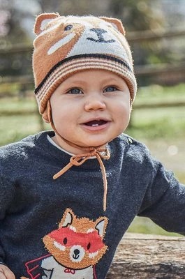 Zdjęcie produktu Mayoral czapka z domieszką wełny dziecięca kolor beżowy