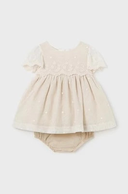 Zdjęcie produktu Mayoral Newborn sukienka niemowlęca kolor beżowy mini rozkloszowana