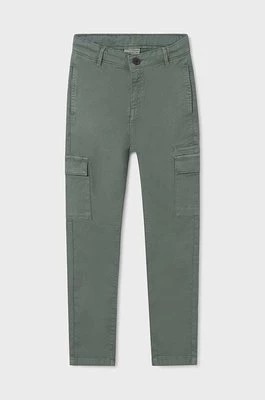 Zdjęcie produktu Mayoral spodnie dziecięce cargo slim fit kolor zielony gładkie