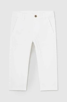 Zdjęcie produktu Mayoral spodnie niemowlęce kolor biały gładkie