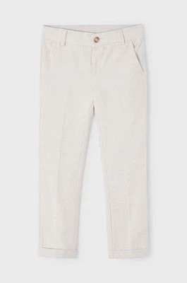 Zdjęcie produktu Mayoral spodnie z domieszką lnu dziecięce kolor beżowy gładkie