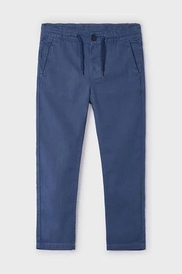 Zdjęcie produktu Mayoral spodnie z domieszką lnu dziecięce kolor niebieski gładkie