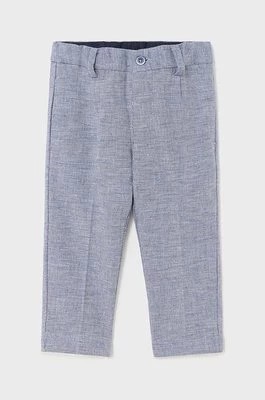 Zdjęcie produktu Mayoral spodnie z domieszką lnu dziecięce kolor niebieski wzorzyste