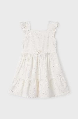 Zdjęcie produktu Mayoral sukienka bawełniana dziecięca kolor beżowy mini rozkloszowana