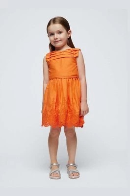 Zdjęcie produktu Mayoral sukienka bawełniana dziecięca kolor pomarańczowy mini rozkloszowana