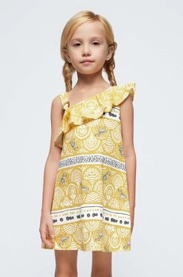 Zdjęcie produktu Mayoral sukienka bawełniana dziecięca kolor żółty mini rozkloszowana