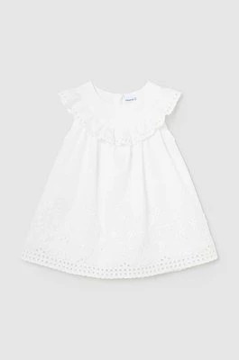 Zdjęcie produktu Mayoral sukienka bawełniana niemowlęca kolor biały mini rozkloszowana