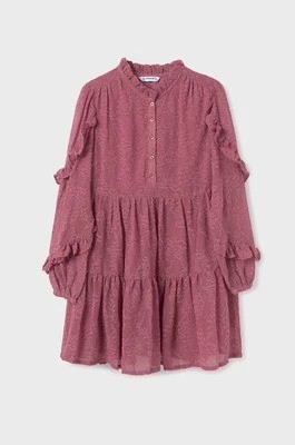 Zdjęcie produktu Mayoral sukienka dziecięca kolor fioletowy mini rozkloszowana