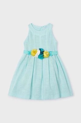 Zdjęcie produktu Mayoral sukienka dziecięca kolor turkusowy mini rozkloszowana