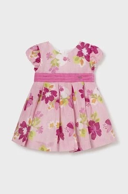 Zdjęcie produktu Mayoral sukienka lniana niemowlęca kolor różowy mini rozkloszowana