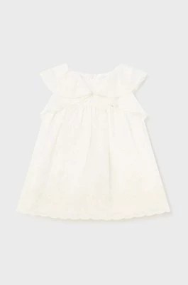 Zdjęcie produktu Mayoral sukienka niemowlęca kolor beżowy mini rozkloszowana
