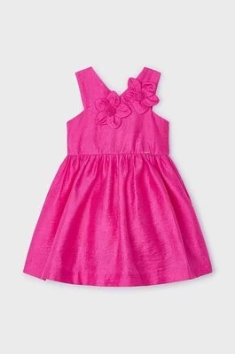 Zdjęcie produktu Mayoral sukienka z domieszką lnu dziecięca kolor różowy mini rozkloszowana
