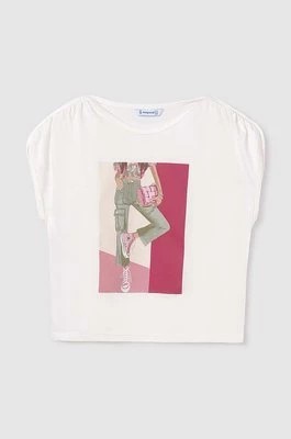 Zdjęcie produktu Mayoral t-shirt bawełniany dziecięcy kolor beżowy