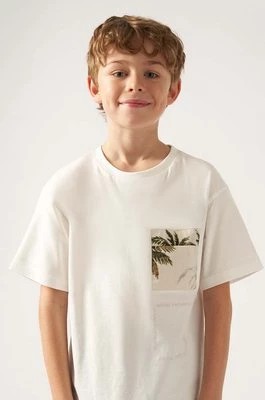 Zdjęcie produktu Mayoral t-shirt bawełniany dziecięcy kolor beżowy z nadrukiem