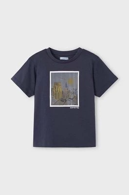 Zdjęcie produktu Mayoral t-shirt bawełniany dziecięcy kolor czarny z aplikacją