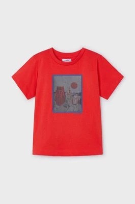 Zdjęcie produktu Mayoral t-shirt bawełniany dziecięcy kolor czerwony z aplikacją