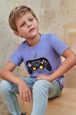Zdjęcie produktu Mayoral t-shirt bawełniany dziecięcy kolor fioletowy z nadrukiem