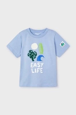 Zdjęcie produktu Mayoral t-shirt bawełniany dziecięcy kolor niebieski z nadrukiem