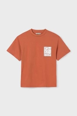 Zdjęcie produktu Mayoral t-shirt bawełniany dziecięcy kolor pomarańczowy z nadrukiem