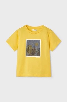 Zdjęcie produktu Mayoral t-shirt bawełniany dziecięcy kolor żółty z aplikacją