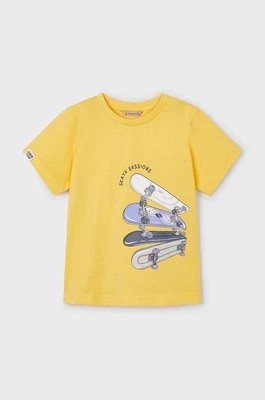 Zdjęcie produktu Mayoral t-shirt bawełniany dziecięcy kolor żółty z nadrukiem