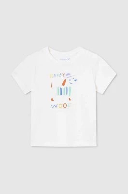 Zdjęcie produktu Mayoral t-shirt bawełniany niemowlęcy kolor beżowy wzorzysty