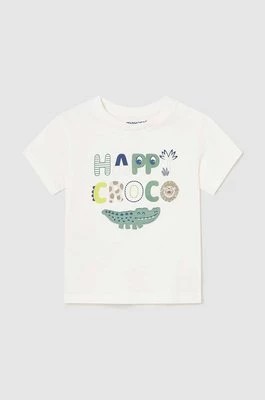 Zdjęcie produktu Mayoral t-shirt bawełniany niemowlęcy kolor beżowy z nadrukiem