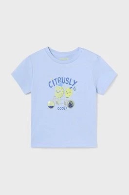 Zdjęcie produktu Mayoral t-shirt bawełniany niemowlęcy kolor niebieski z nadrukiem