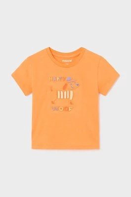 Zdjęcie produktu Mayoral t-shirt bawełniany niemowlęcy kolor pomarańczowy wzorzysty
