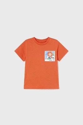 Zdjęcie produktu Mayoral t-shirt bawełniany niemowlęcy kolor pomarańczowy z nadrukiem