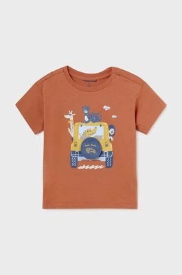 Zdjęcie produktu Mayoral t-shirt bawełniany niemowlęcy kolor pomarańczowy z nadrukiem