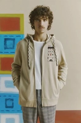Zdjęcie produktu Medicine bluza męska kolor beżowy z kapturem z nadrukiem