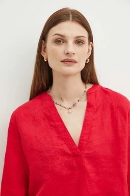 Zdjęcie produktu Medicine bluzka lniana damska kolor czerwony gładka