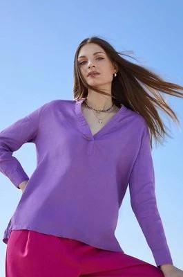 Zdjęcie produktu Medicine bluzka lniana damska kolor fioletowy gładka