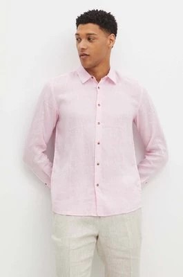 Zdjęcie produktu Medicine koszula lniana męska kolor różowy regular z kołnierzykiem klasycznym