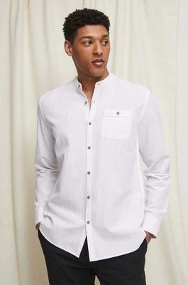 Zdjęcie produktu Medicine koszula lniana męska kolor biały regular ze stójką