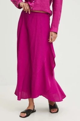 Zdjęcie produktu Medicine spódnica z domieszką lnu kolor różowy maxi rozkloszowana