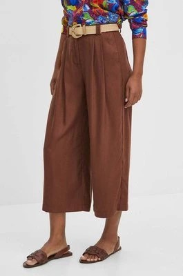 Zdjęcie produktu Medicine spodnie damskie kolor brązowy fason culottes high waist