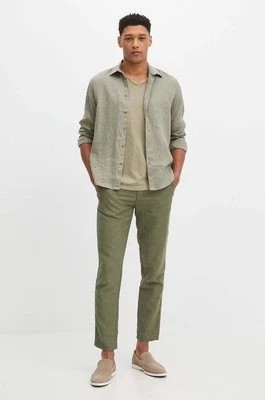 Zdjęcie produktu Medicine spodnie lniane męskie kolor zielony proste