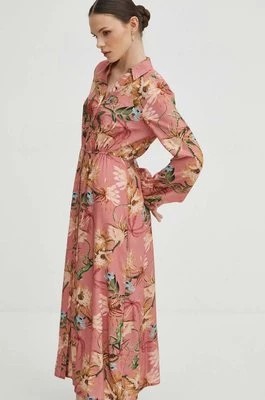 Zdjęcie produktu Medicine sukienka kolor różowy midi rozkloszowana
