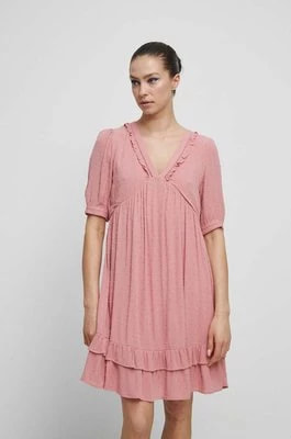 Zdjęcie produktu Medicine sukienka z fakturą kolor różowy mini rozkloszowana
