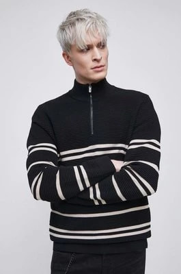Zdjęcie produktu Medicine sweter bawełniany wzorzysty męski kolor czarny z półgolfem