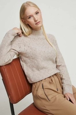 Zdjęcie produktu Medicine sweter damski kolor beżowy ciepły z półgolfem