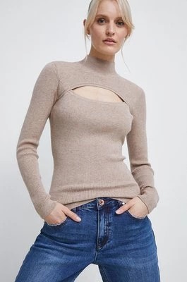 Zdjęcie produktu Medicine sweter damski kolor beżowy lekki z półgolfem