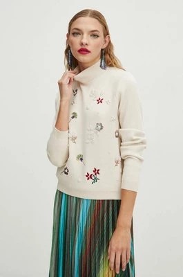 Zdjęcie produktu Medicine sweter damski kolor beżowy lekki z półgolfem