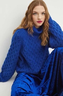 Zdjęcie produktu Medicine sweter damski kolor niebieski ciepły z golfem