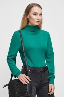 Zdjęcie produktu Medicine sweter damski kolor zielony lekki z golfem