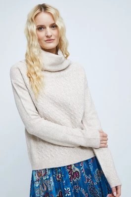Zdjęcie produktu Medicine sweter z domieszką wełny damski kolor beżowy z golfem