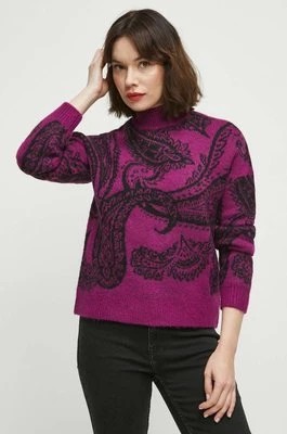 Zdjęcie produktu Medicine sweter z domieszką wełny damski kolor fioletowy z półgolfem